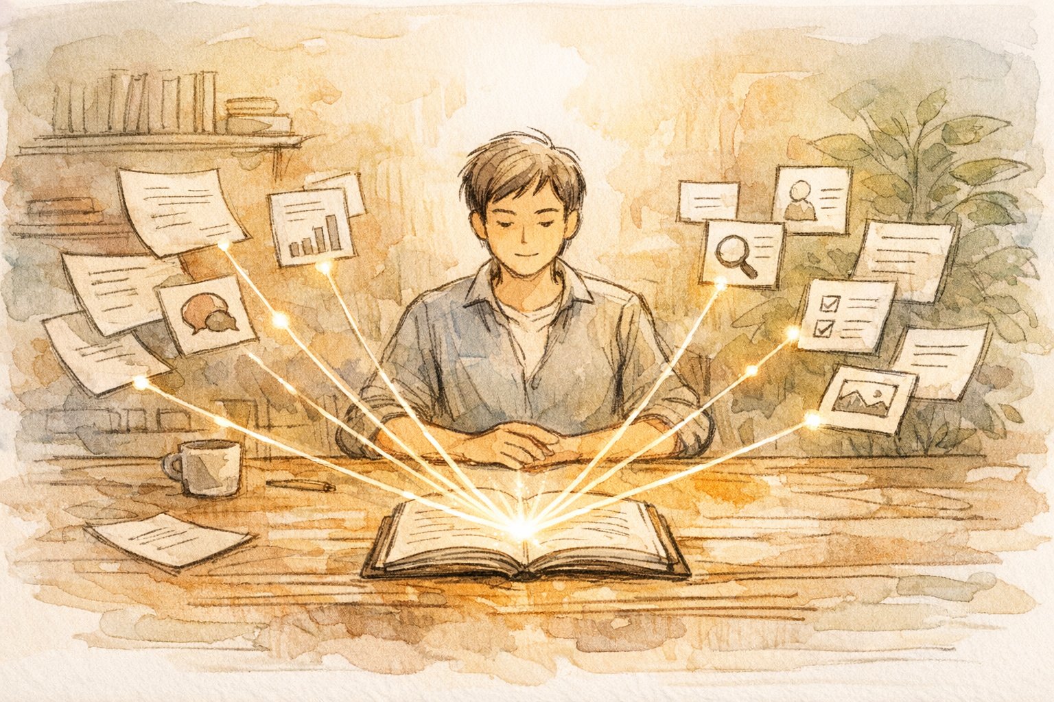 信頼性 高める 記事のために情報源を整理し根拠を一本の明確な結論へ集約する様子