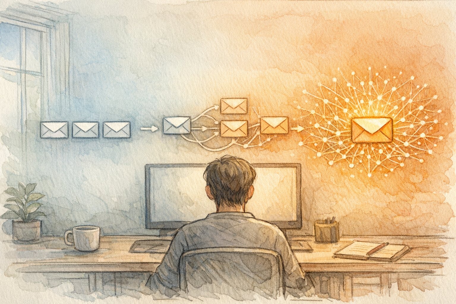 AI メール返信 自動化の進化を示す、定型文から文脈理解型までのワークスペース構成