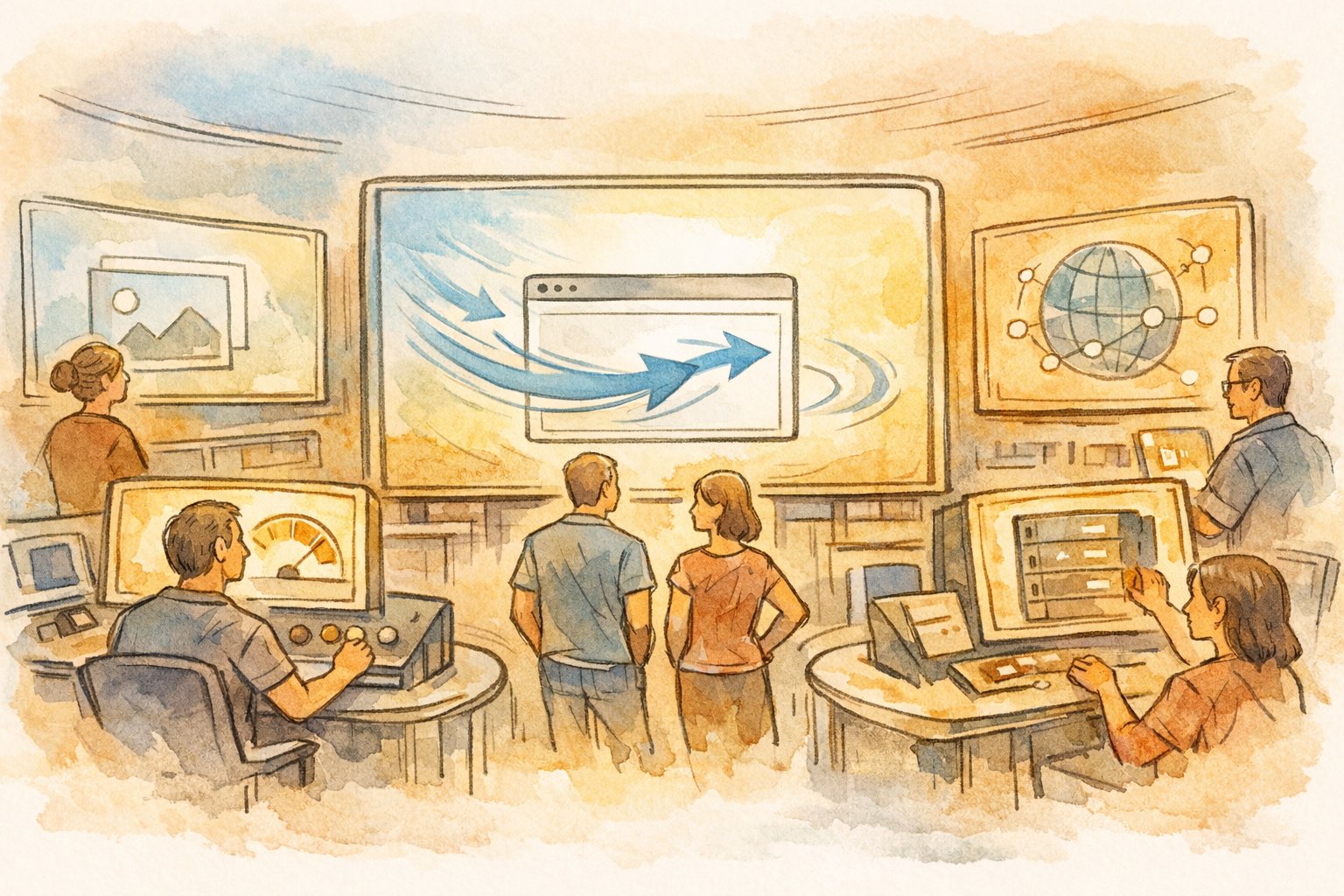 Flying Pages 使い方の概念図、他プラグインとの役割分担と協調を示すコントロールルーム