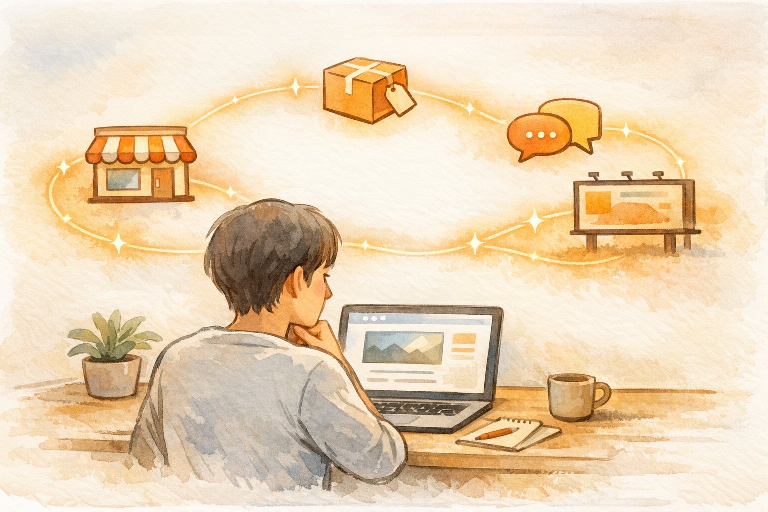 整理しておきたいブランドの一貫性と顧客接点を示す、ブランド名 検索 増やすイメージ