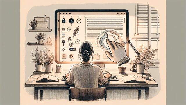 穏やかな執筆環境でWP 自動保存 停止を迷うブロガーの静かな葛藤を象徴的に描写