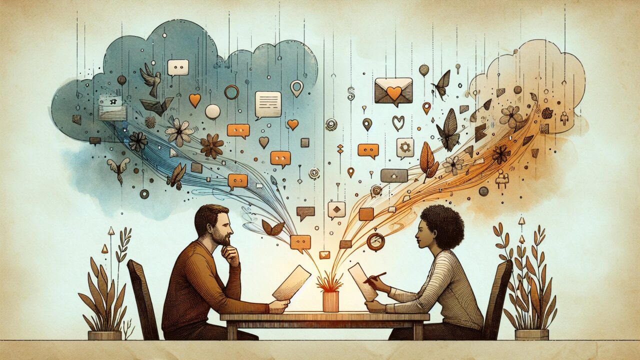 リード獲得 記事の一般的なイメージとして、強引な訴求と信頼重視の丁寧な訴求を比較するイラスト