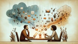 リード獲得 記事の一般的なイメージとして、強引な訴求と信頼重視の丁寧な訴求を比較するイラスト