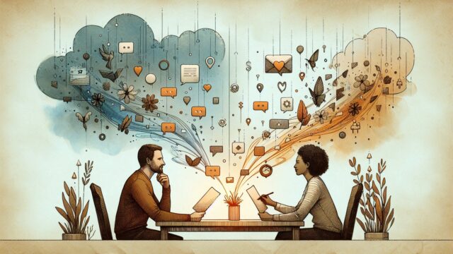 リード獲得 記事の一般的なイメージとして、強引な訴求と信頼重視の丁寧な訴求を比較するイラスト