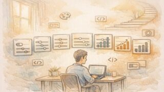 Autoptimize おすすめ設定を慎重に微調整する様子を示す手描きイラスト