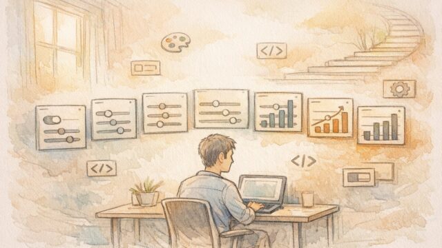 Autoptimize おすすめ設定を慎重に微調整する様子を示す手描きイラスト