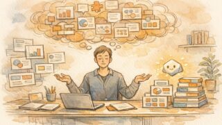 AI プレゼン資料 作成 ツールがアイデア整理やスライド構成を支援し、負荷を軽減する様子