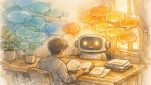 AIハルシネーション（嘘）対策として、曖昧な回答を検証し真偽を見極める様子