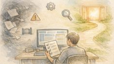 インデックスされない対策を整理し技術的要因をチェックするワークスペースイラスト