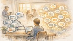 サイテーション SEOで言及と被リンクの違いを示すイラスト, 信頼形成のバランスを表現