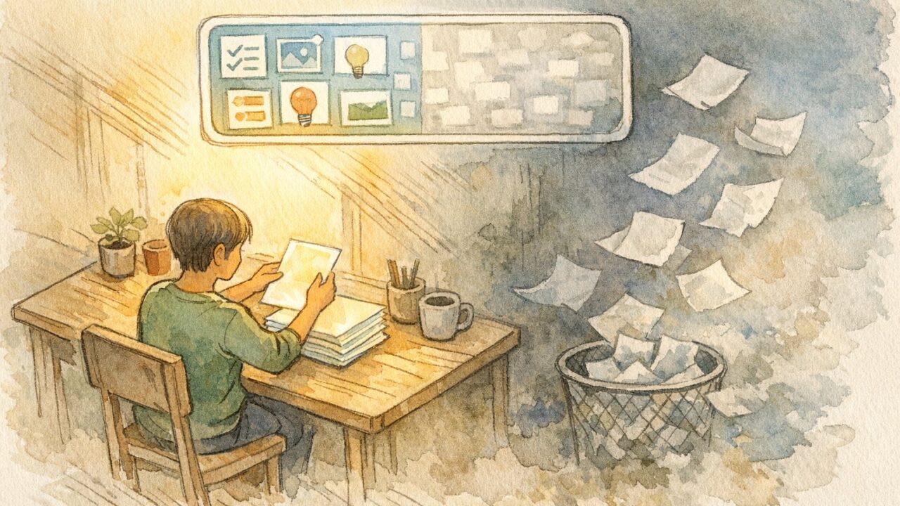 低品質コンテンツ 削除で検索品質を高める作業風景、良質ページを選別し不要な情報を整理する様子