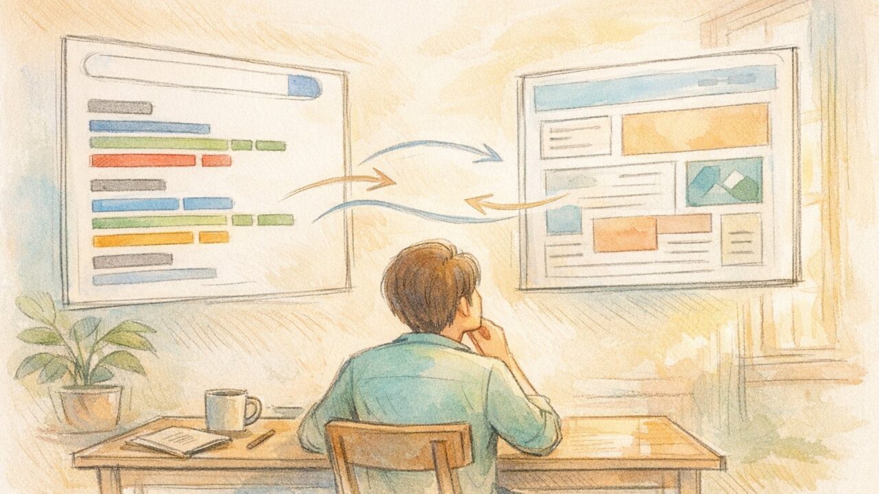 Googleサーチコンソール 使い方で検索結果とサイト行動を俯瞰し役割を整理するイメージ