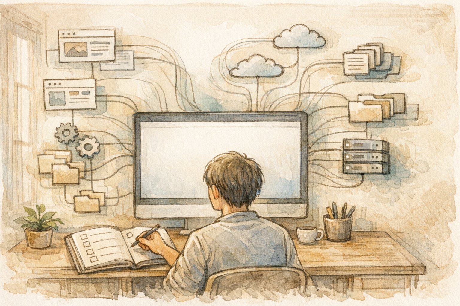 WP ツールバー 表示されない状況を整理しながら原因を洗い出す思考プロセスのイラスト