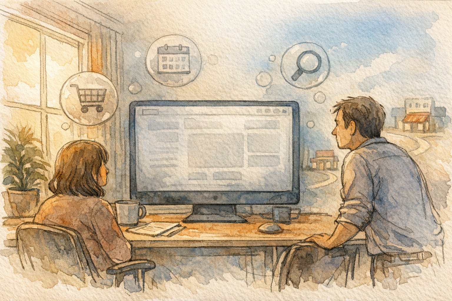 WordPress データベース接続確立エラーで静まり返るオフィス、機会損失とビジネスリスクの様子