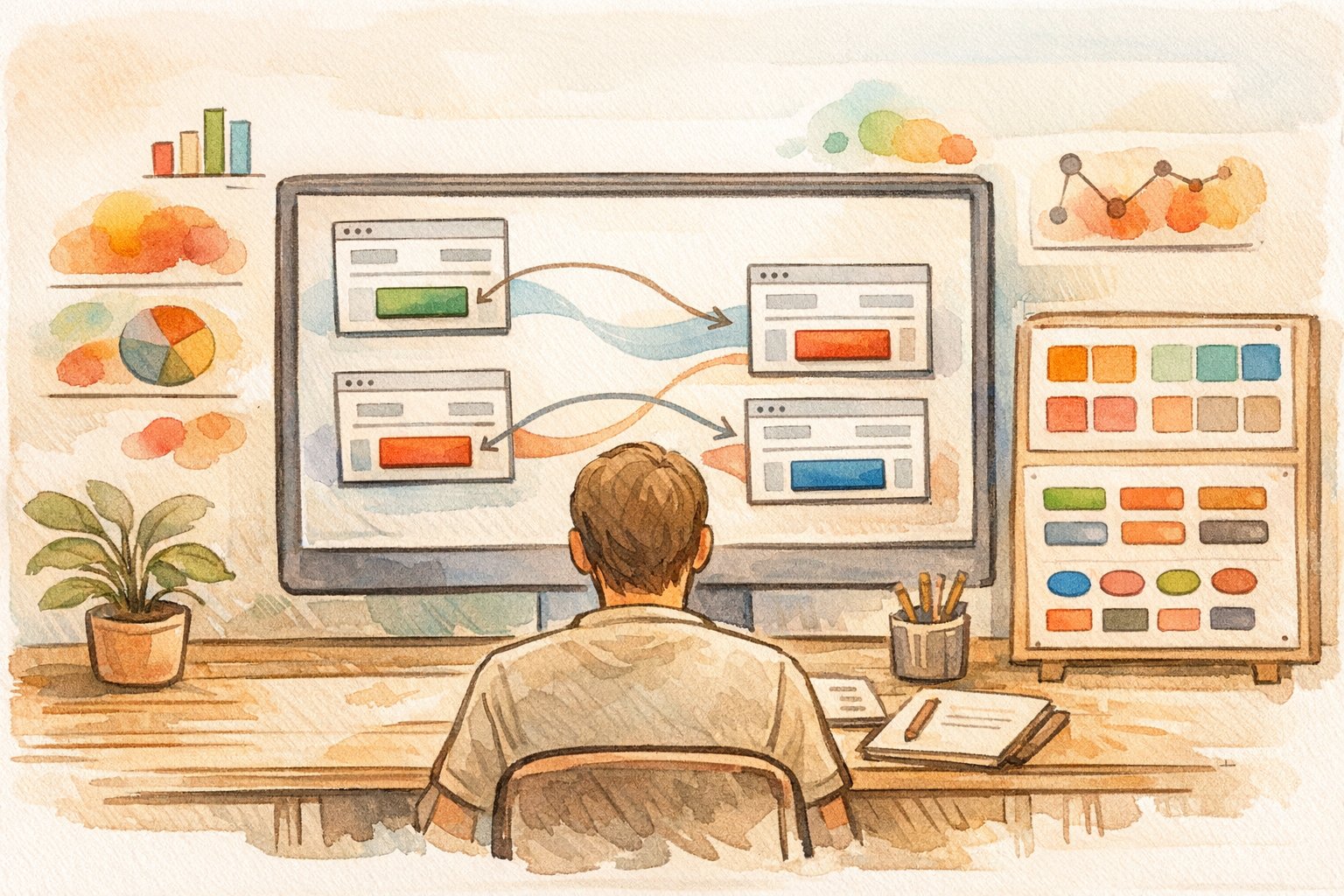 WordPress ボタン 設置 ショートコードでCTA配置を統一し、解析や季節キャンペーンを一括管理する様子