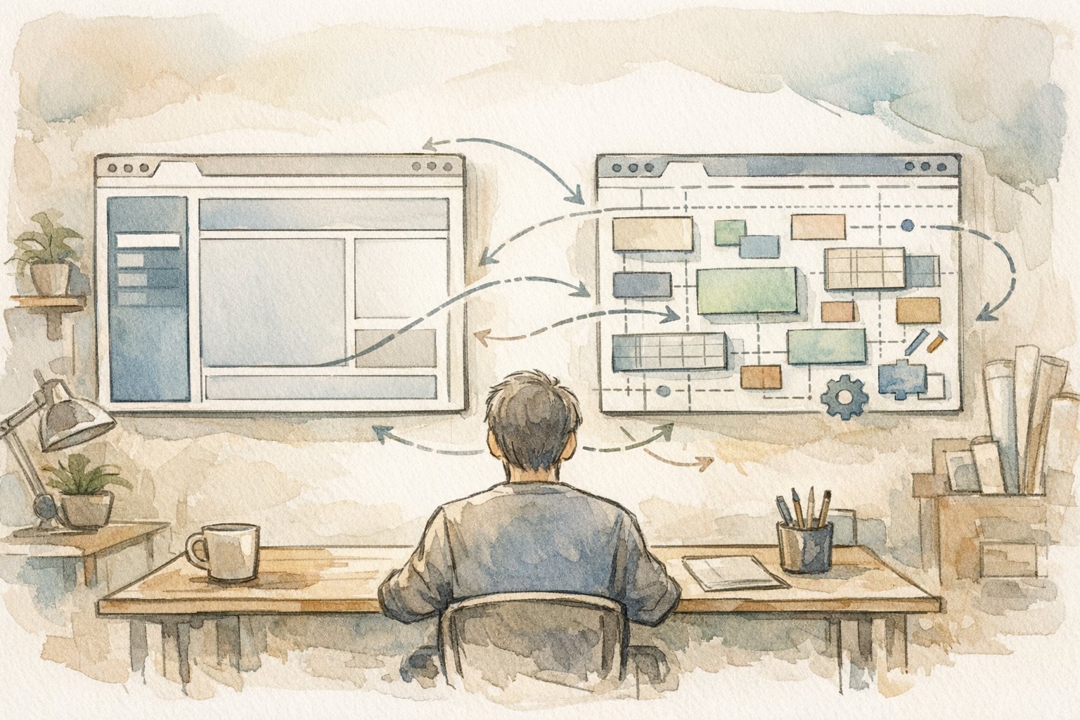 WordPress サイドバー 固定方法の全体像を示す、構造とカスタマイズ性の違いを比較したイラスト