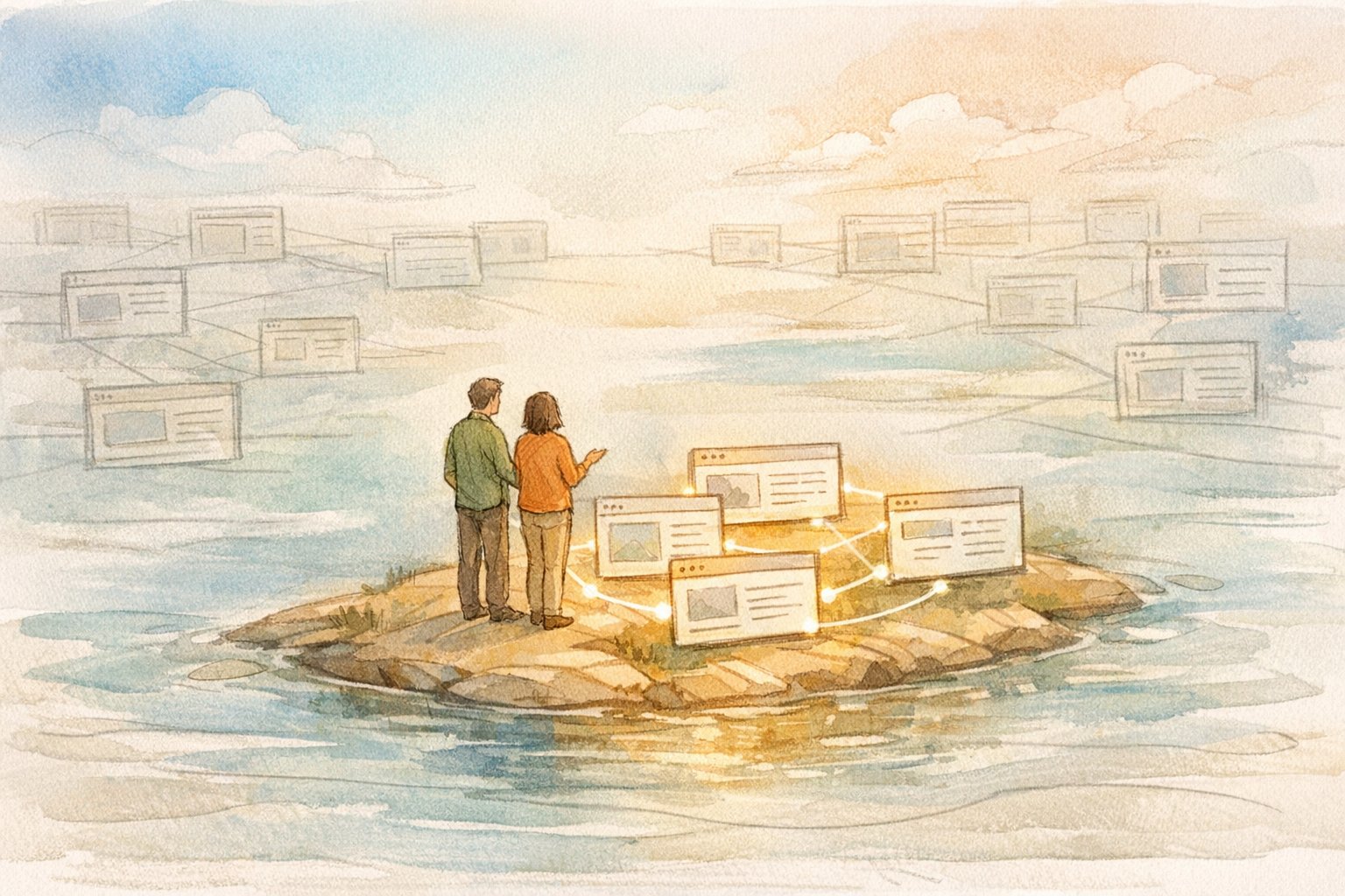 相互リンク 今の効果を象徴し、質の高いリンクだけを選んでトラフィック源を絞るイラスト