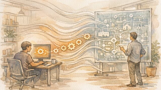 部分最適なAI活用と全体設計によるDXを対比しAI DX 推進 成功のコツを描く