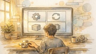 WordPress 自動更新 停止の基本を整理し、手動管理とのバランスを象徴的に描いたイラスト
