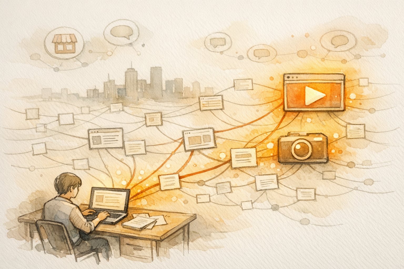 プレスリリース SEOにおけるリンクとサイテーション整理の概念イラスト