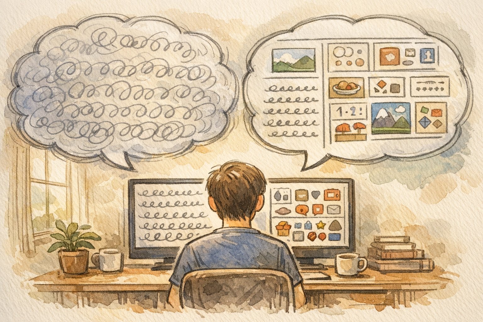 AI 同じ言葉を繰り返す 直し方、曖昧な指示と具体的な指示を比較するイラスト