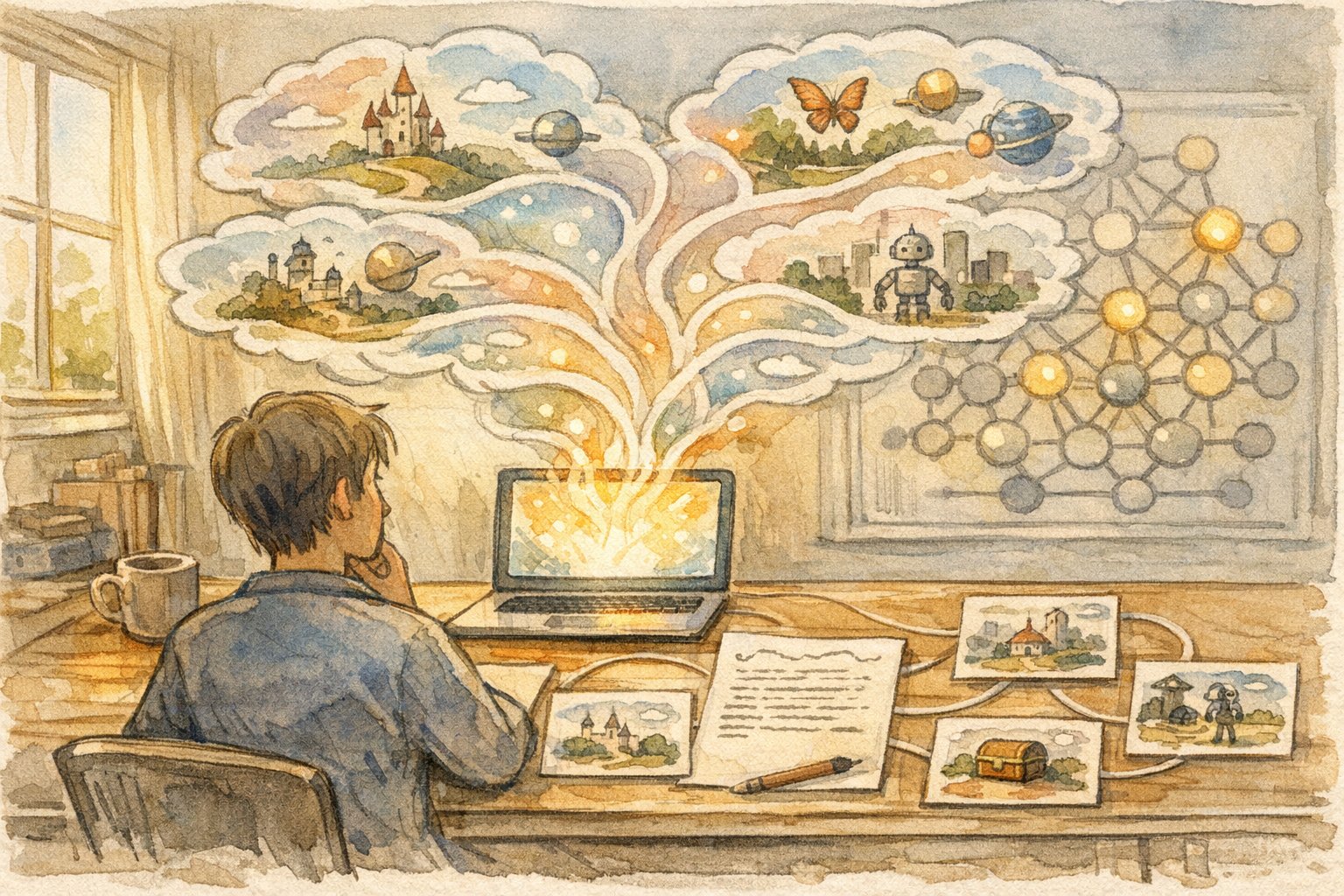 AI側の仕組みをイメージしたイラストで、プロンプト 通りにならない 理由を整理して示す