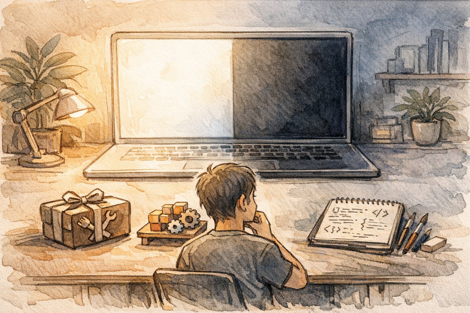 WordPress ダークモード 導入でテーマ機能・プラグイン・カスタム実装を比較検討する様子