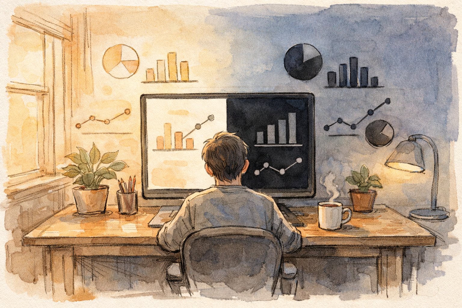 WordPress ダークモード 導入によるユーザー行動を静かに計測し比較検証する様子