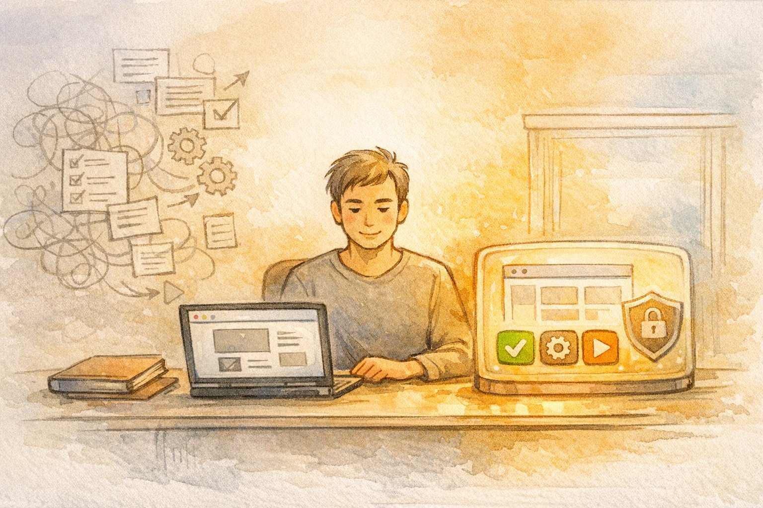 エックスサーバー WordPress 始め方、自動インストールで複雑な作業を省き安全に導入するイメージ