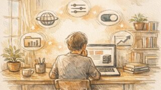 落ち着いた自宅ワークスペースでエックスサーバー WordPress 始め方を考える様子