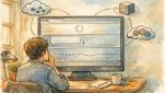 AI ツール 読み込みが遅い 原因を3段階に分解し静かに分析するワークスペースイラスト