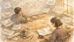 競合分析 ツールに頼りすぎず、自分の判断軸とバランスを保つ様子のイラスト