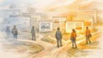 離脱ポイント 特徴を象徴的に示す分岐するWeb導線とユーザー行動のイラスト