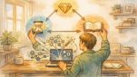 時間・品質・学習コストのバランスを検討しコスパ最強 生成AI 組み合わせを考えるイラスト