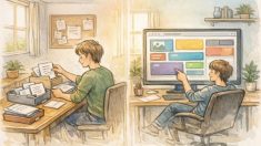 WordPress テンプレートパーツ 使い方を整理し、従来のパーツ管理とブロックベース編集を対比して示すイラスト
