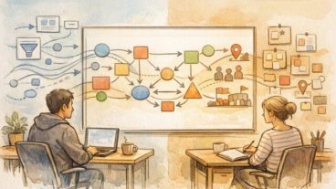 デジタルとオフラインの両視点を統合しイベント設定 方法を整理する様子