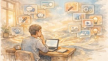 ブログ 執筆 AI ツール 決定版を探して思案する書き手と分岐する光の道