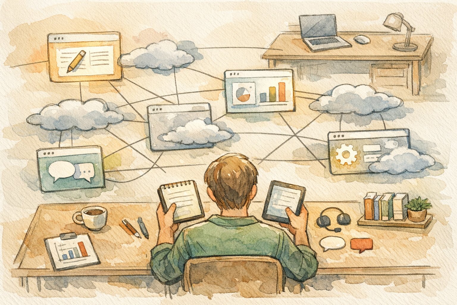 AI ツール 複数アカウント 運用のリスクを俯瞰し、障害や停止を整理して比較検討する作業風景