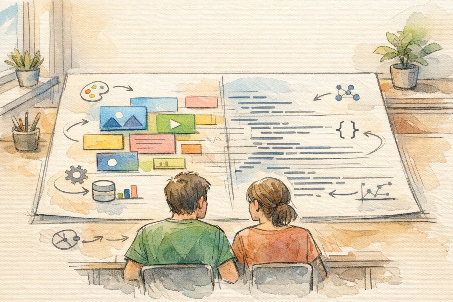 WordPress フルサイト編集 (FSE) とはを踏まえ、ブロックとコードの役割分担を設計する様子