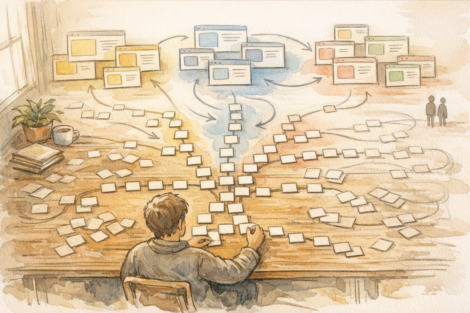 WordPress クエリーループブロック 活用で散在情報を整理し、読者導線を可視化する作業風景