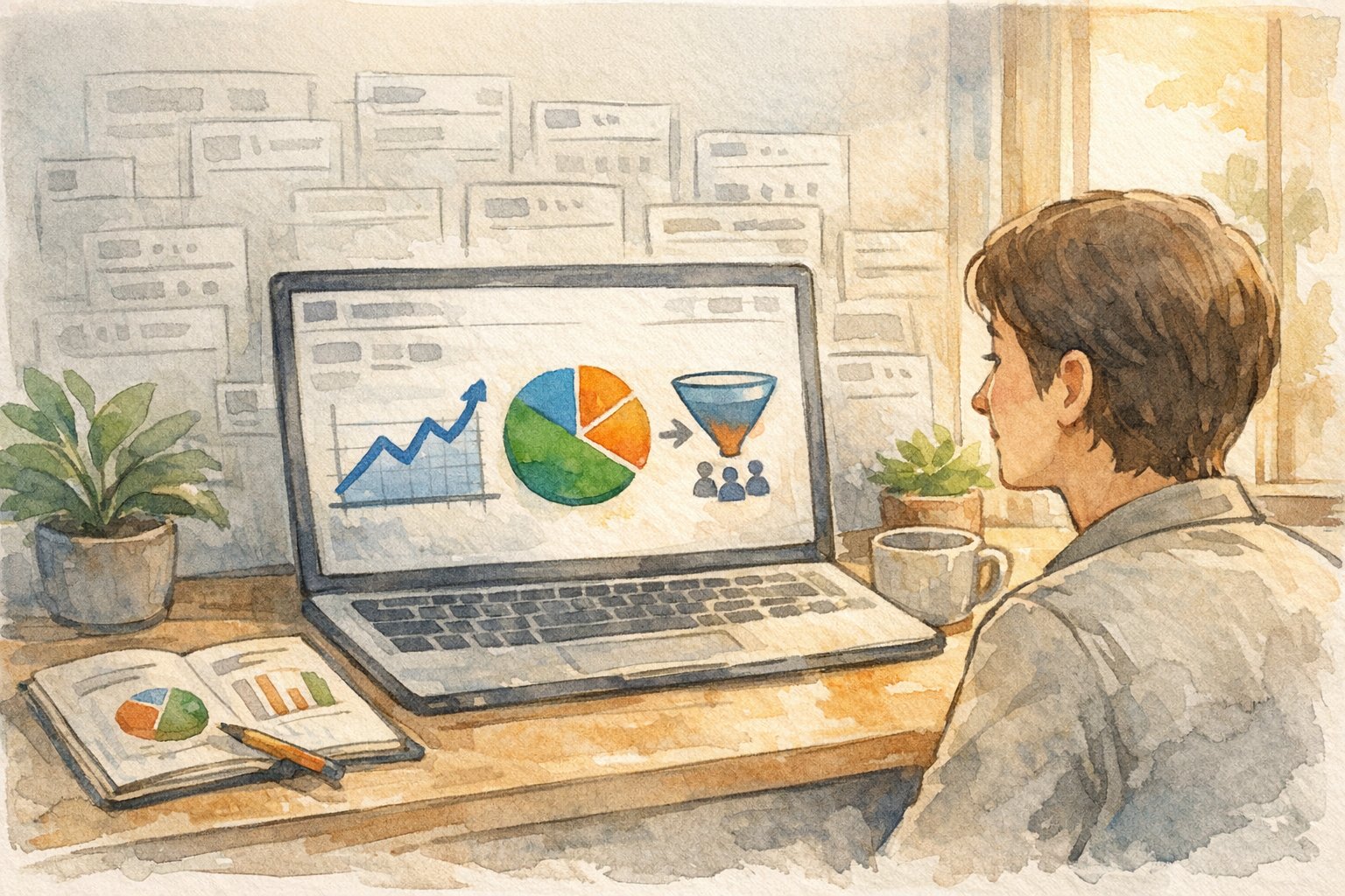 Googleアナリティクス4(GA4) 使い方を整理し重要なレポート指標に絞り込む様子
