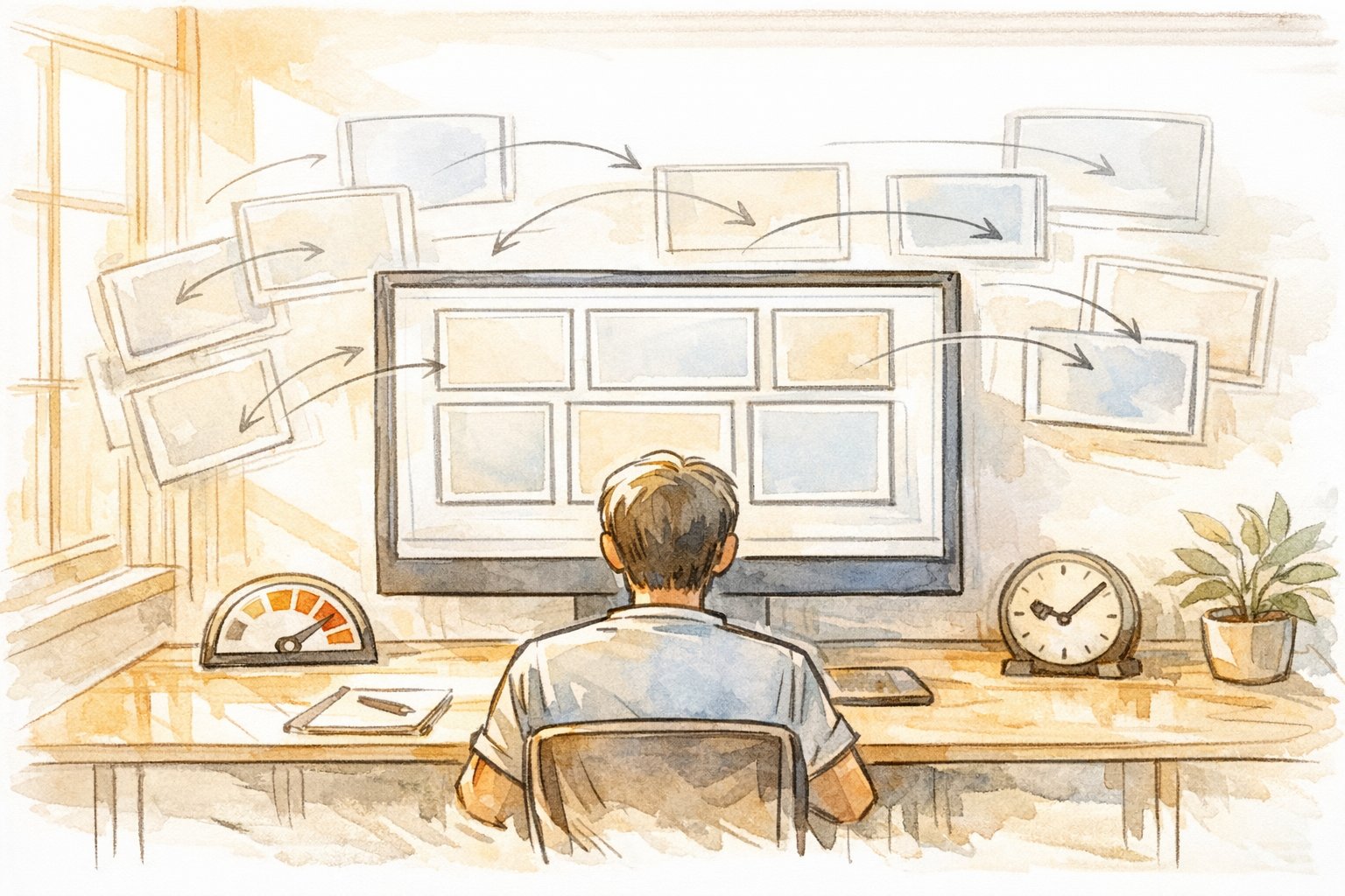 WP 画像の縦横比（アスペクト比） 固定によるレイアウト安定化と表示パフォーマンスを示すイラスト
