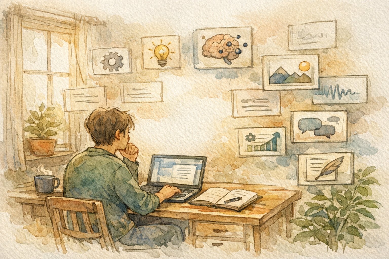 ブログ 執筆 AI ツール 決定版を柔軟に更新する個人ワークフローのイラスト