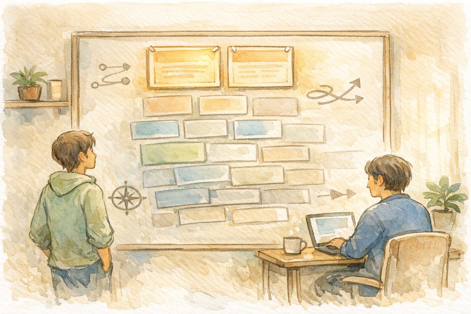 WordPress 記事のピン留め（先頭固定）に向くコンテンツ構成と読者導線を示すイラスト