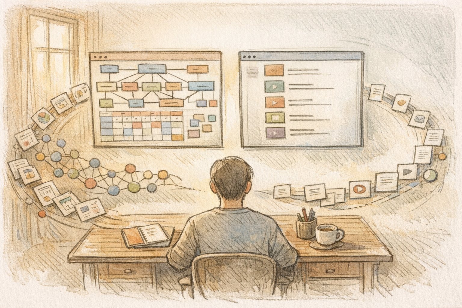 WordPress vs はてなブログ SEO比較における長期コンテンツ運用の違いを示す対比イラスト