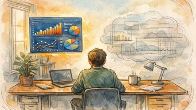 マーケター AI 分析 手法への違和感と前提条件を見つめ直すデスクワークシーン