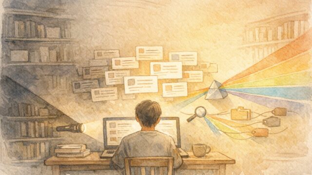 WordPress 検索機能 強化の前提としてデフォルト検索の特徴を整理するイラスト