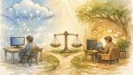 クラウド依存とローカル環境 AI 実行 方法の違いを対比した手描きイラスト