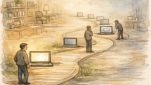 アフィリエイト リンク クリックされない読者が離脱する導線を示す手書きイラスト
