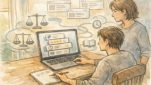 WordPress 記事作成代行 おすすめを冷静に比較検討する様子、基準を整理する静かな作業風景